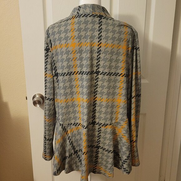 Denim & Co. Gray Printed Brushed Heavenly Jersey Open Front Cardigan Size Medium - Picture 3 of 7